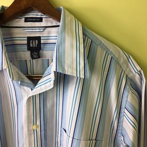 GAP button down dress shirt blue multi stripe XL